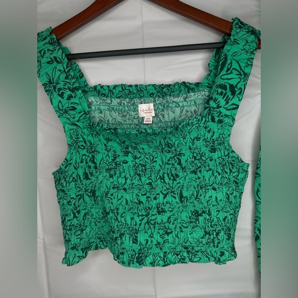 Isabel Maternity Skirt Size Large Green Floral Comfortable Casual  2pc  Set - Picture 2 of 9